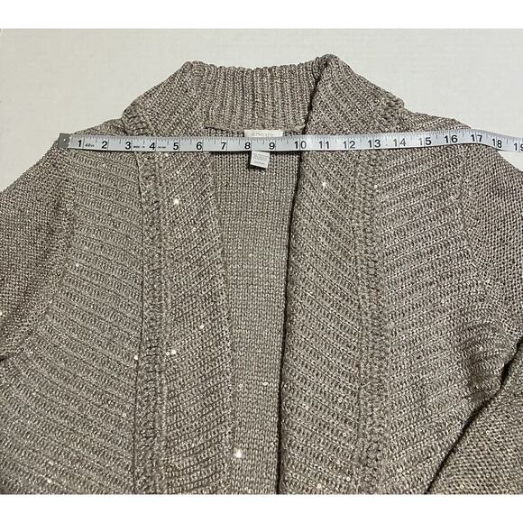 Womens Chicos Special Occasion Cardigan Sweater Tank Top Sequins Taupe Sz 1 - Picture 13 of 16